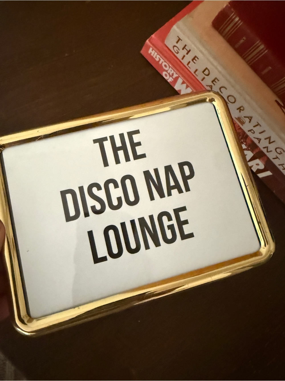 Vintage brass gold 5x7” disco nap lounge print inside